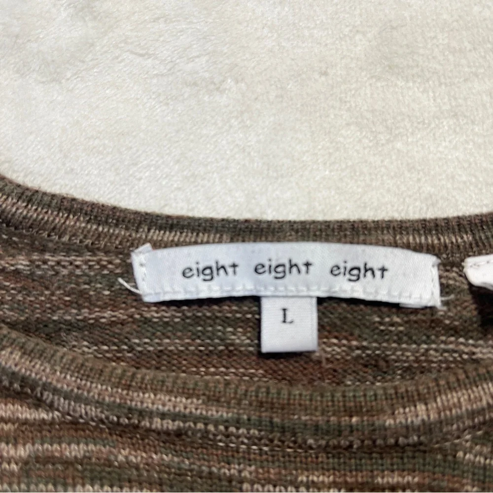 EIGHT EIGHT EIGHT Womens Sweater Brown/Neutrals Pullover Curved Hemline Size L